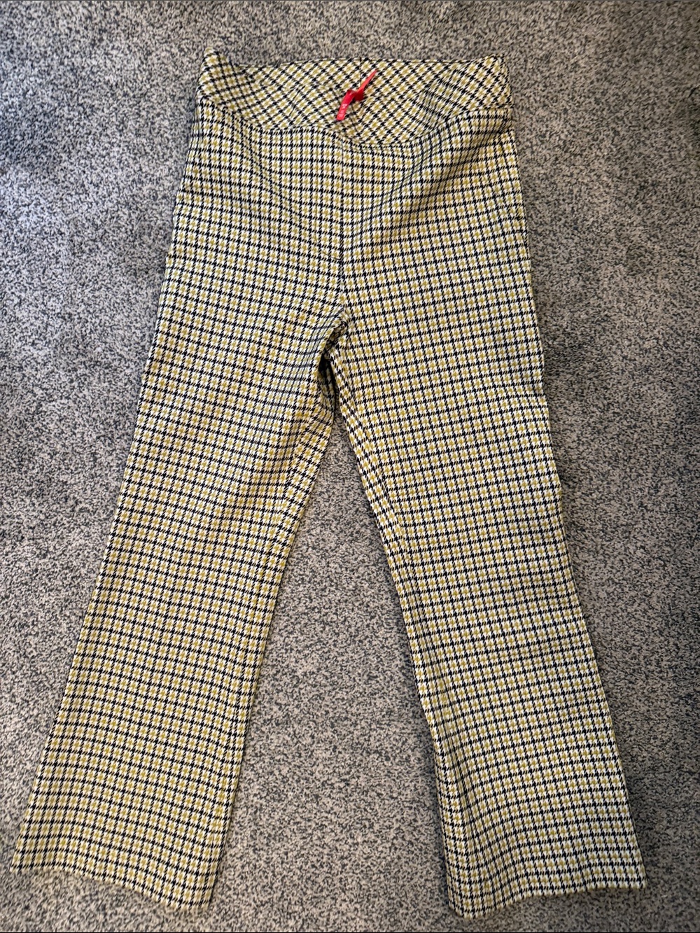 SPANX Yellow and Navy Plaid Flare Pants
